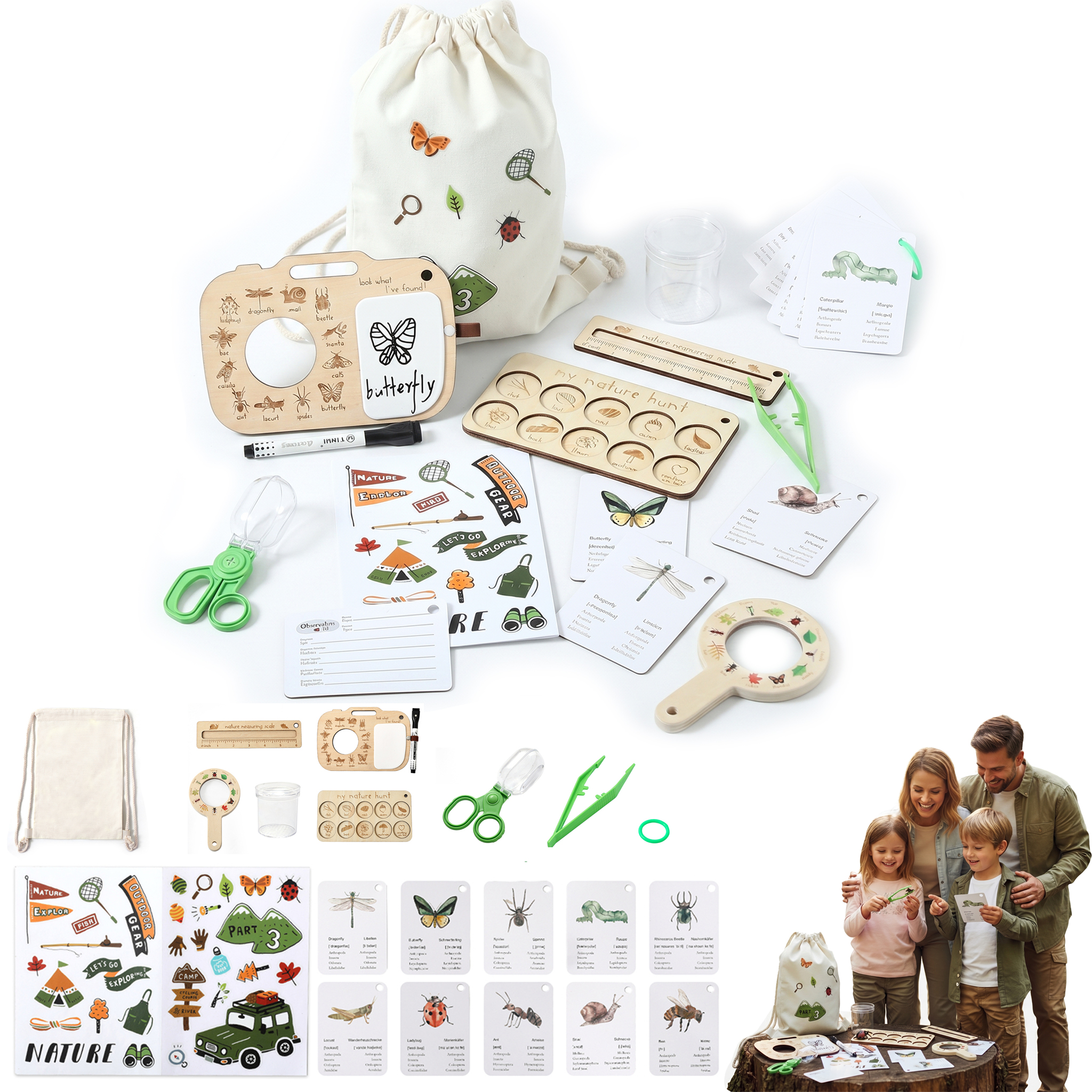 Outdoor Adventure Kit For Kids - Kids Outdoor Exploration Kit Wooden Nature