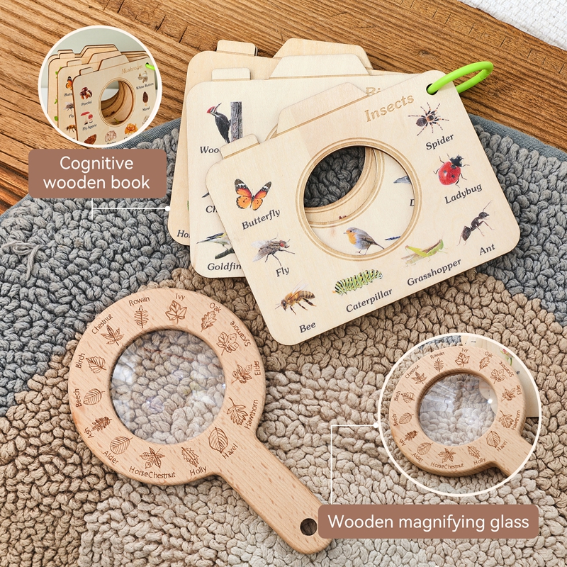 Outdoor Adventure Gifts - Wooden Montessori Toy Magnifying Glass Outdoor