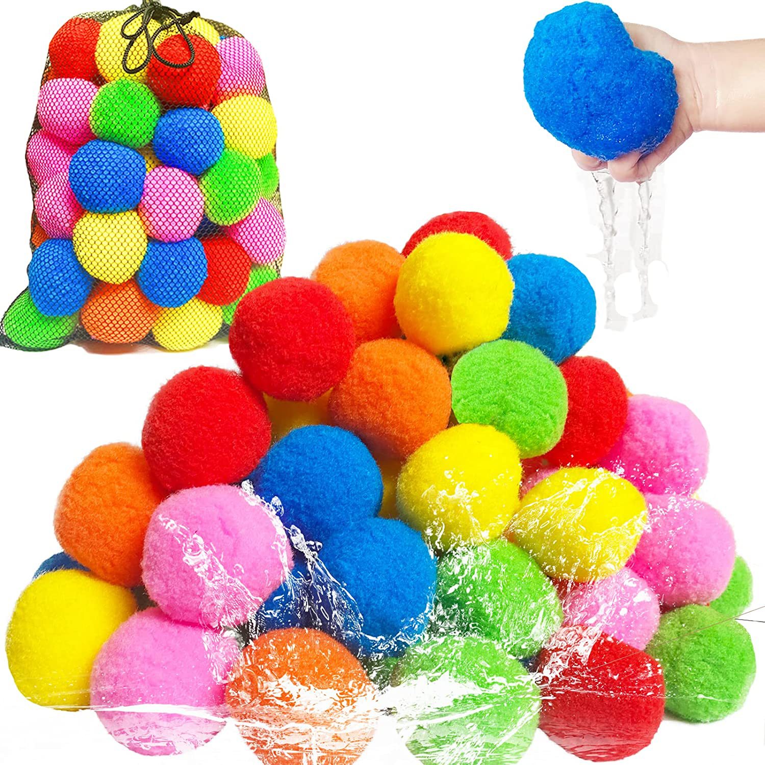 Outdoor Adventure Game - 12/30/60Pcs Reusable Water Balloons Cotton for