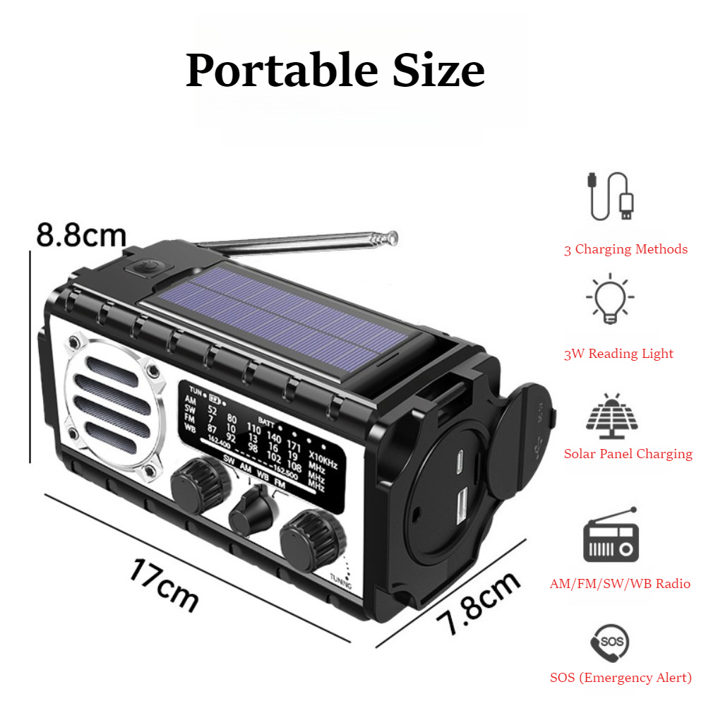 Portable Solar Hand Crank Emer - Emergency Radio Solar のレビューと価格