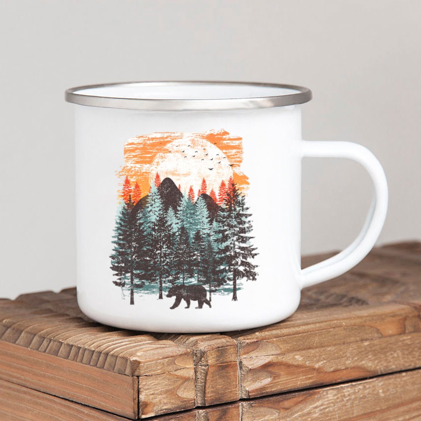 Forest Camp Enamel Coffee Mug  - Outdoor Adventure Ideas のレビューと価格