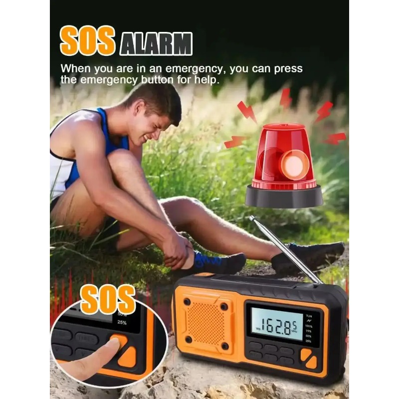 4000mAh Solar Hand Crank Emerg - Emergency Radio Solar のレビューと価格