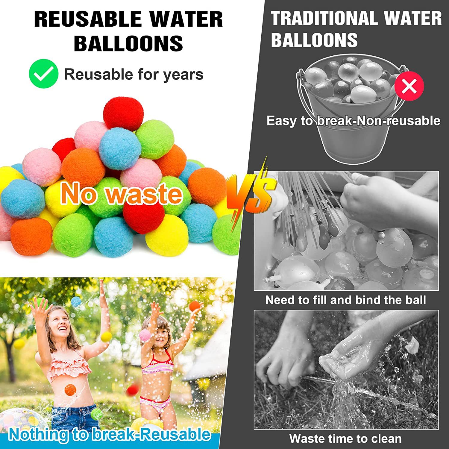 12/30/60Pcs Reusable Water Bal - Outdoor Adventure Game のレビューと価格